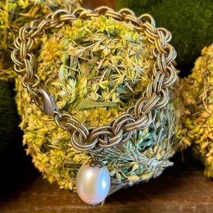 Costume Gold and Pearl Bracelet